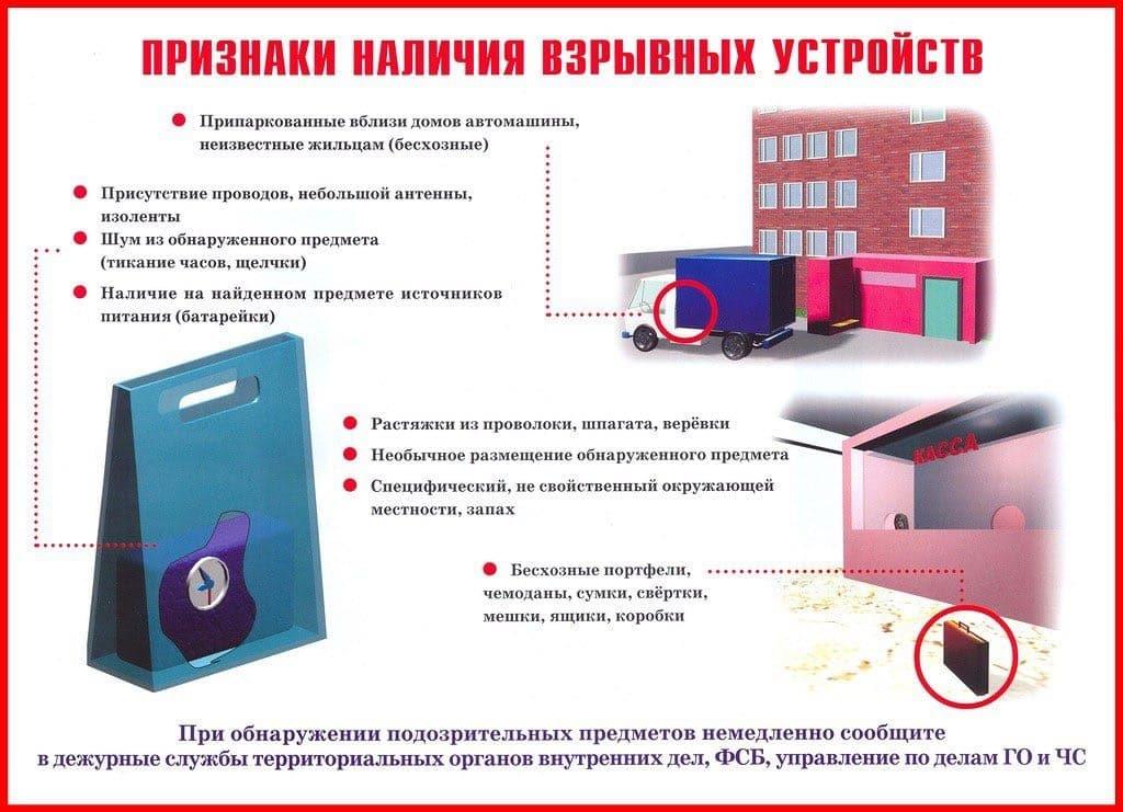 Признаки наличия взрывных устройств